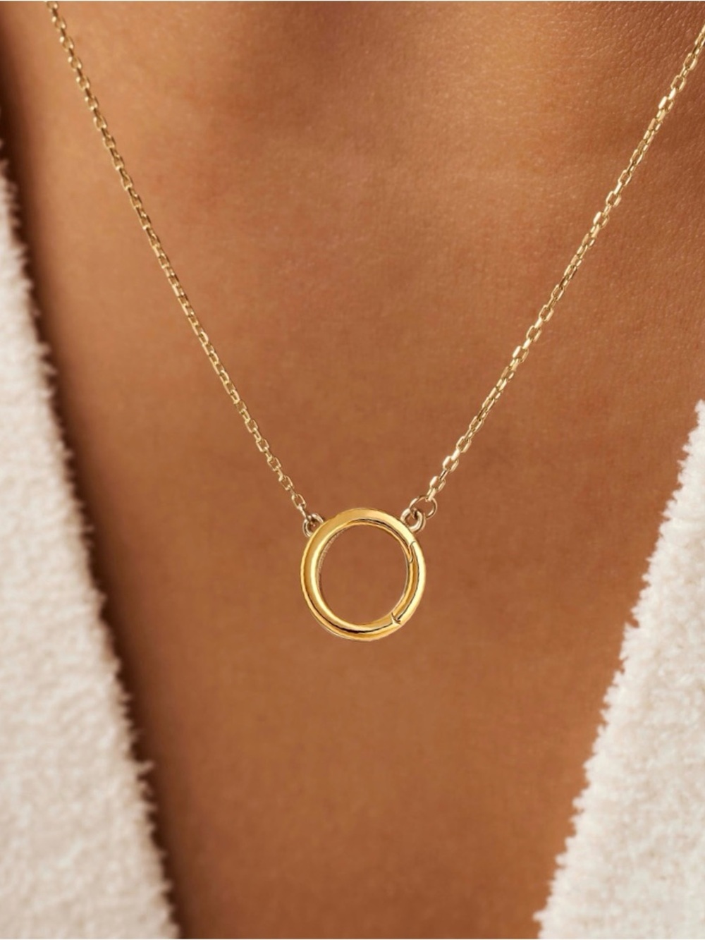 Minimalist Gold Charm Holder Necklace, Stainless Steel, Cable Chain, 18”